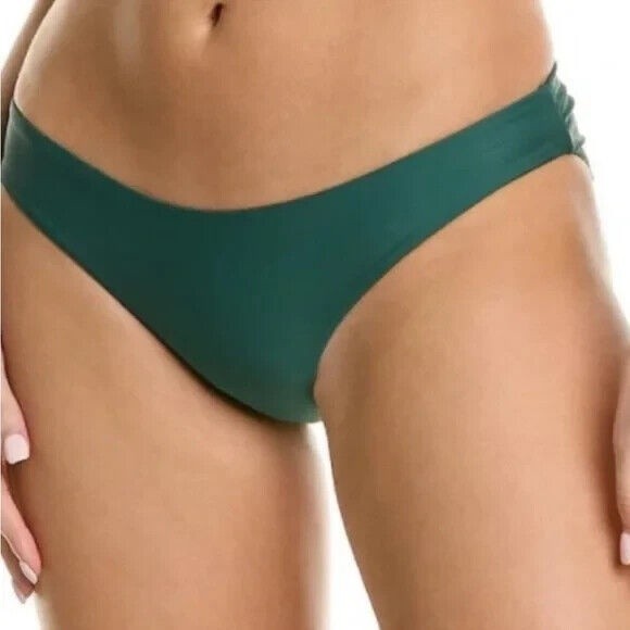 PILYQ Green Envy Basic Ruched Full Bikini Swim Bottoms Women's Size Medium NEW - Picture 3 of 14